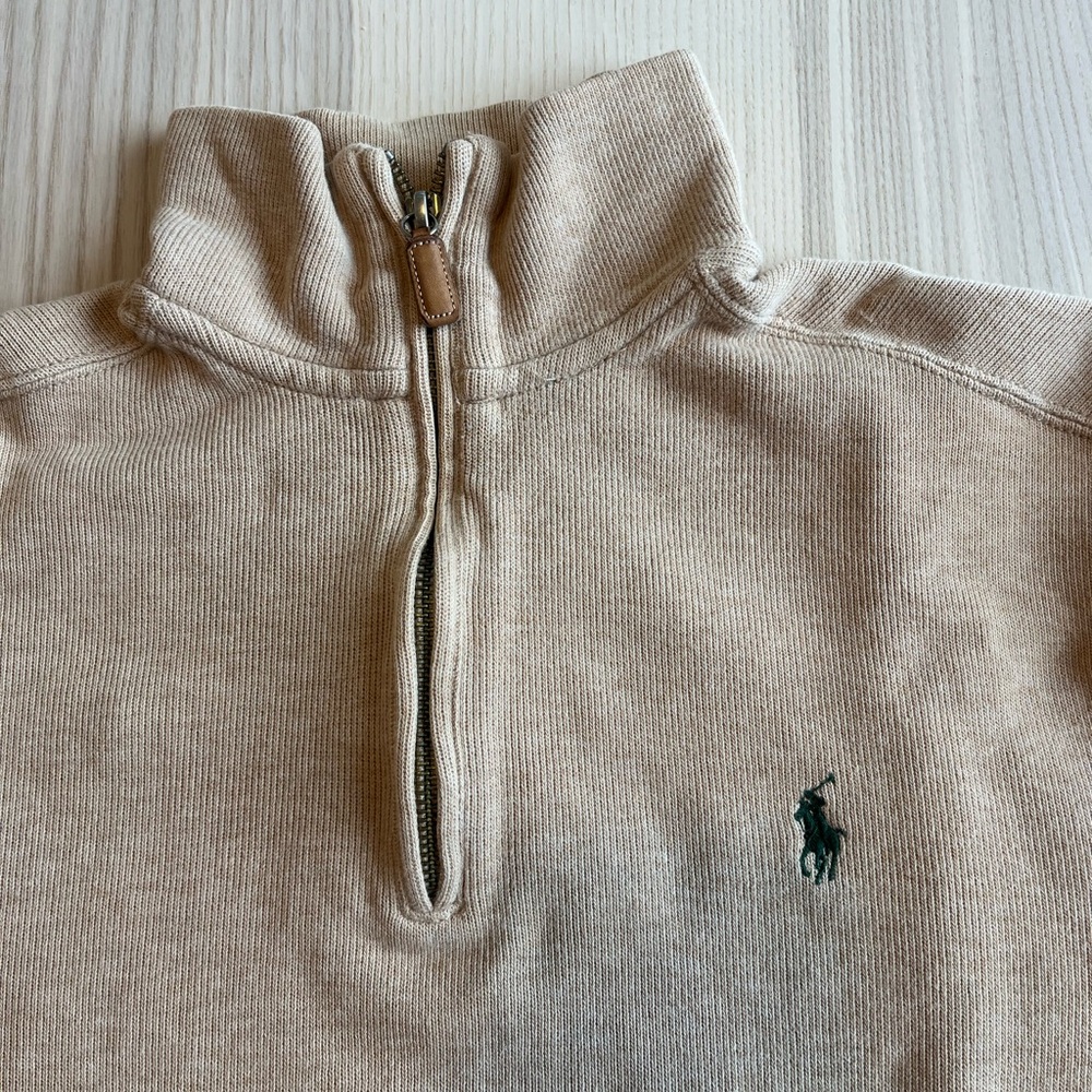 Polo by Ralph Lauren Tan Zip Up Sweater with High Collar